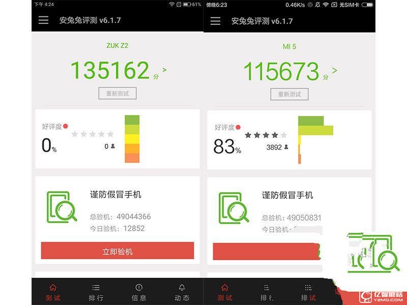 联想ZUK Z2小米5比照评测