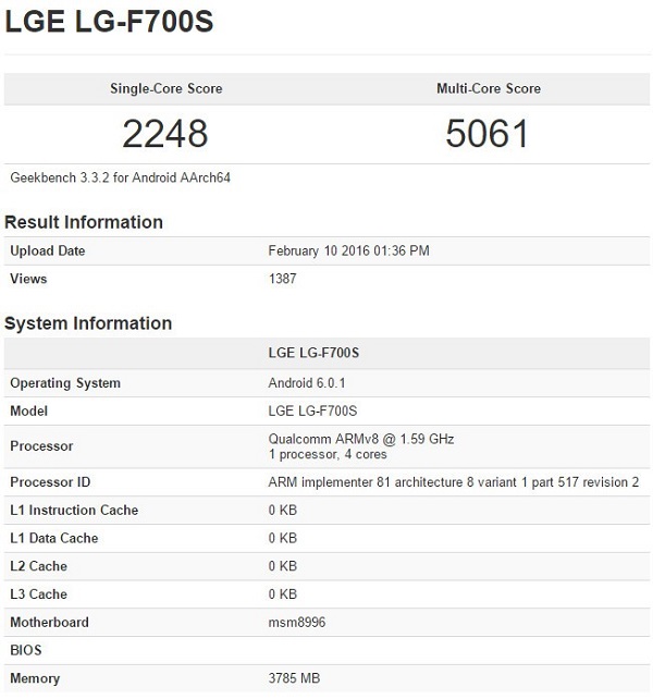 4GB内存+骁龙820 LG G5跑分现身GFXBench 