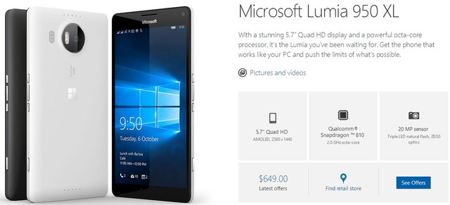 再次出售 无锁版Lumia 950美国官网现货 